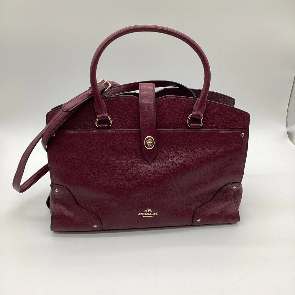 2142. Coach Mercer Satchel / Crossbody True Red Grain Leather EUC